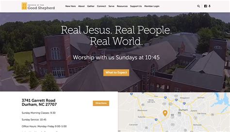 church website with stores.